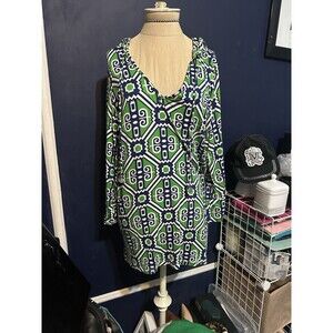 Macbeth collection Coverup pool Hooded Blue Green print size Small
